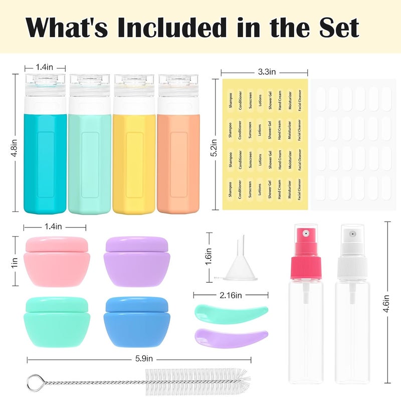Redfly 17PCS Travel Bottles for Toiletries, TSA Approved Travel Size Containers,Silicone Leak Proof Containers Kit for Toiletries, Shampoo, Conditioner, Lotion & Creams Colorful - Image 2